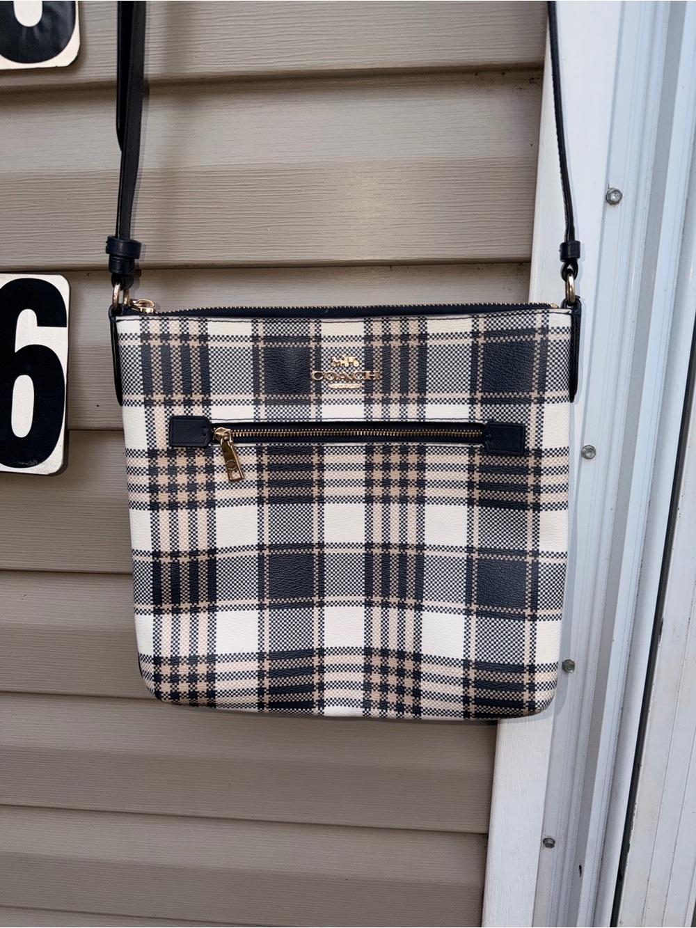 Coach Rowan File garden Plaid Crossbody Bag